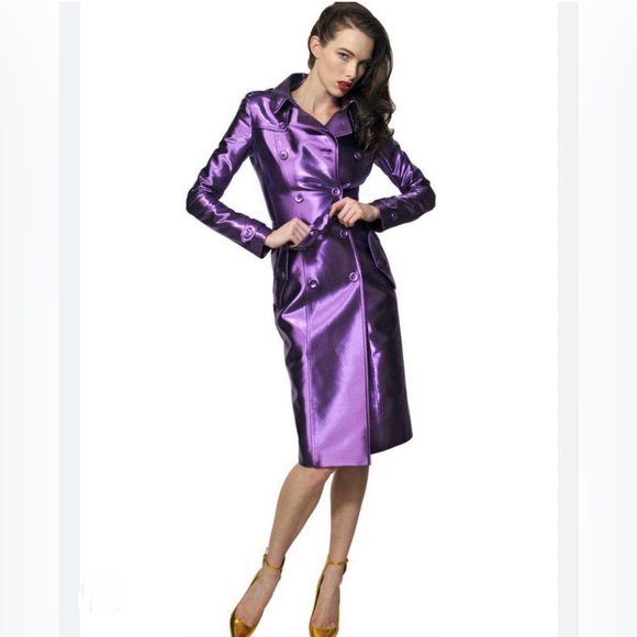 Burberry Prorsum Purple Metallic Trench Coat Runway Collection SUPER RARE 42/ L - Picture 8 of 15
